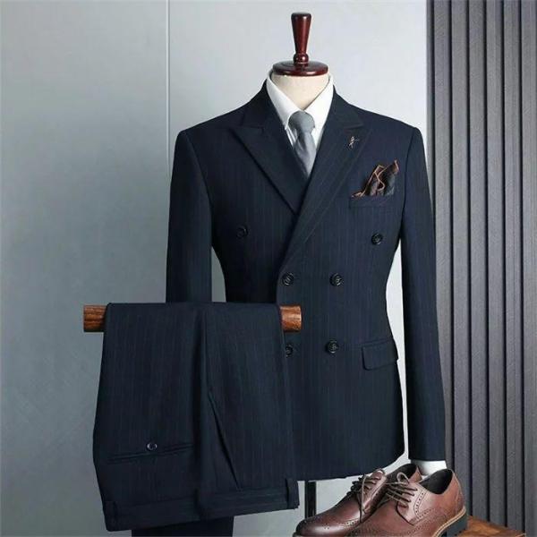 品質良いセットアップスーツ 紳士服 ダブルスーツ メンズ タキシード おしゃれ ストライプ 礼服 メ...
