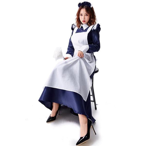 ハロウィン メイド服 コスプレ ロング メイド クラシック コスチューム メイド服 ロング クラシッ...