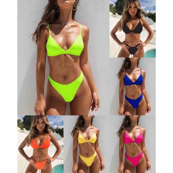 ビキニ セクシー 三角 トライアングル 紐 ブラジリアン 水着 レディース ハイレグ 無地 ブラック...