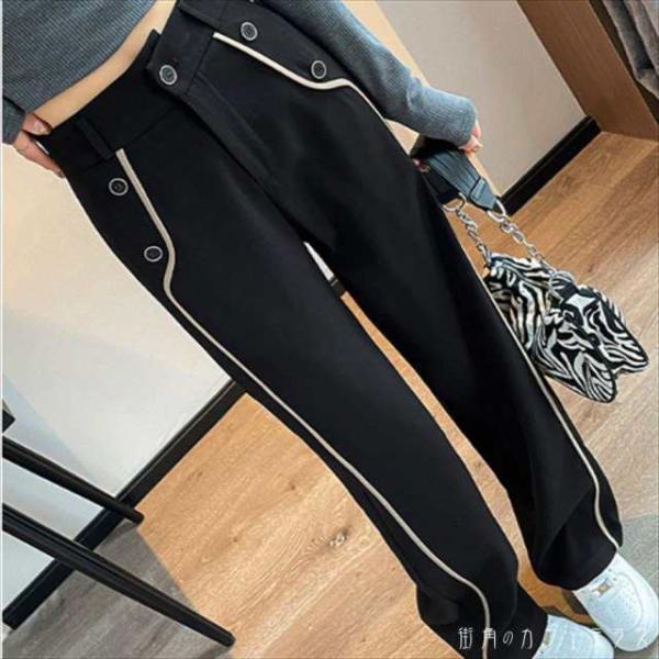 パンツ ボトムス 2色 スラックス ロング アンクル丈 マキシ ポケット ボタン かわいい 大人可愛...