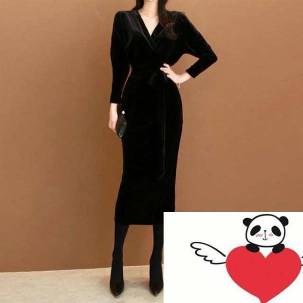 ワンピース レディース 秋服 フォーマル ブラック 無地 キレイめ おしゃれ 卒業式 服 母 着痩せ...