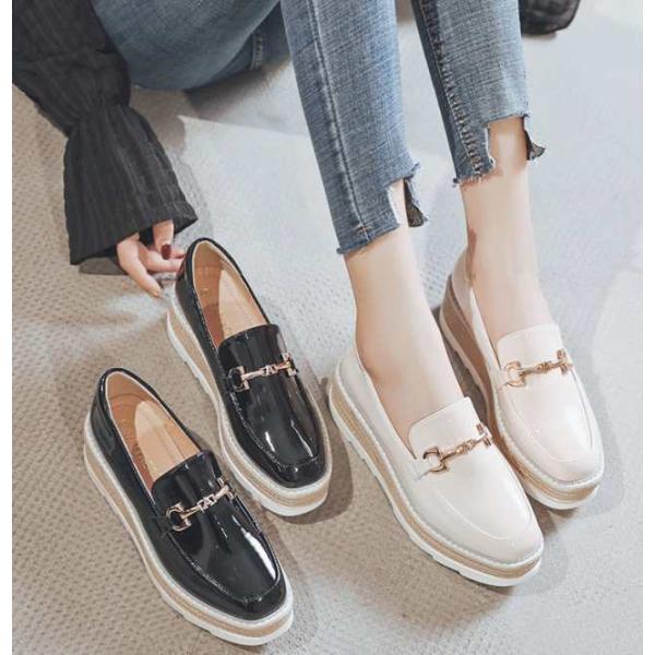 ビットローファー ローファー レディース 厚底 ローファー シューズ カジュアル シンプル ビット付...
