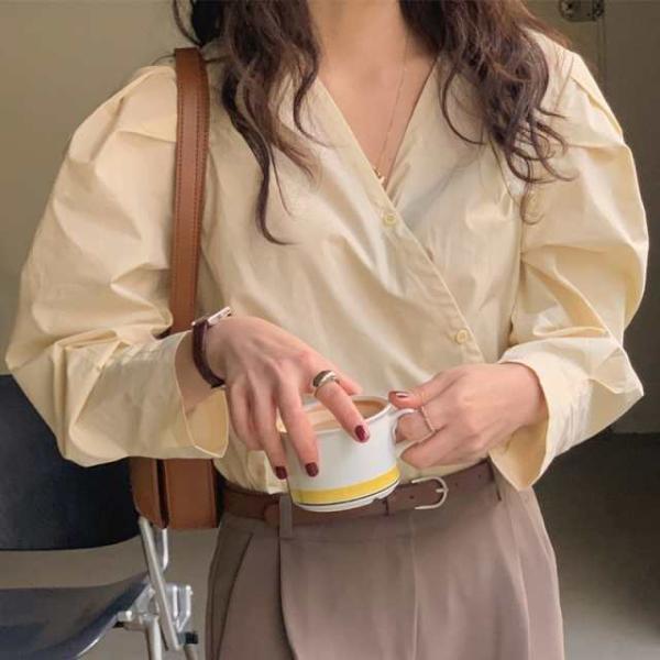 ３色 シャツ ブラウス カットソー 春 秋 かわいい きれいめ カジュアル ショート ショート丈 七...