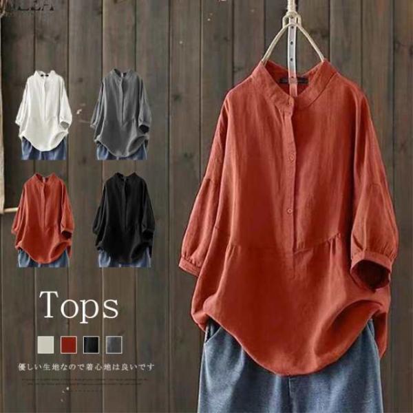 ナチュラル素材のやさしい着心地と適度な生地厚が魅力のブラウスです レディースファッション トップス ...
