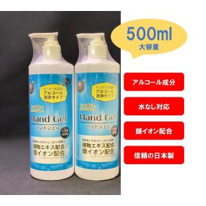 アルコール60％ 除菌ハンドジェル ウイルス99.99％除去 500ml 日本製 送料無料 手洗い 速乾性 除菌 抗菌 消臭 予防 守る(2本セット)