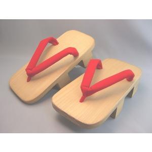 男性用桐下駄　白木　赤無地鼻緒　Ｌサイズ