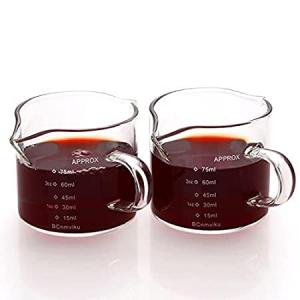 Cabilock 2pcs Glass Creamer Jug Clear Coffee Measuring Shot Espresso Steami