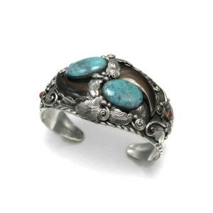 シルバーアクセサリー シルバー925 スターリングシルバー バングル 熊爪&amp;ターコイズ ハンドメイド 至高の逸品