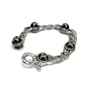 シルバーアクセサリー シルバー925 スターリングシルバー ブレスレット 星 スター ラグジャリー ブラック 全長20.5cm 内周16.5cm