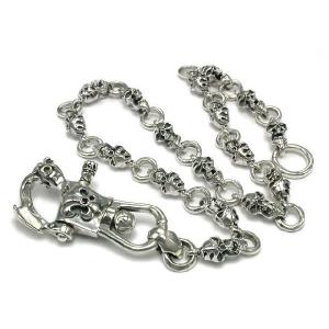 シルバーアクセサリー シルバー925 スターリングシルバー ウォレットチェーン 突き抜けたスカルの凄み ヘビー級の高級感！