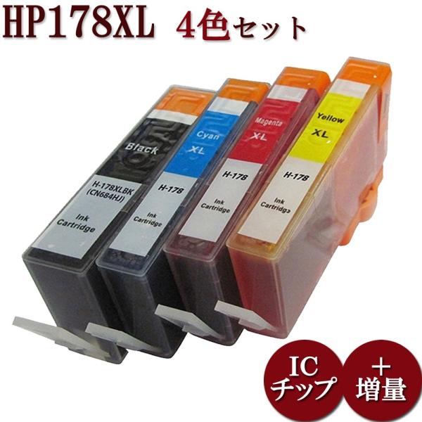 HP178/178XLシリーズ CR281AA 対応 互換インク 4色マルチパック 増量版 ICチッ...