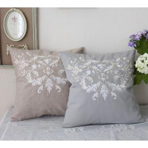 SALE30%OFF) クッションカバー 刺繍 コットン ナチュラル 3色 40cm 角