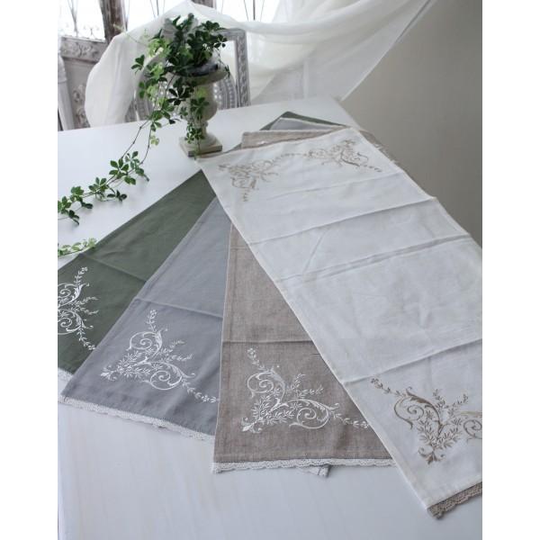 (SALE30%OFF) テーブルランナー 刺繍 テーブルセンター コットン 綿 ホワイト ベージュ...