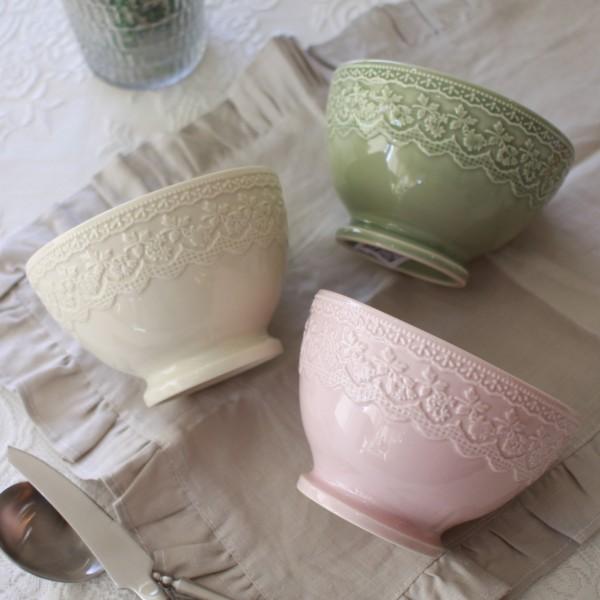 ボウル サラダボウル カフェオレボウル 陶器 小どんぶり 小丼 グリーン ピンク アイボリー アンテ...