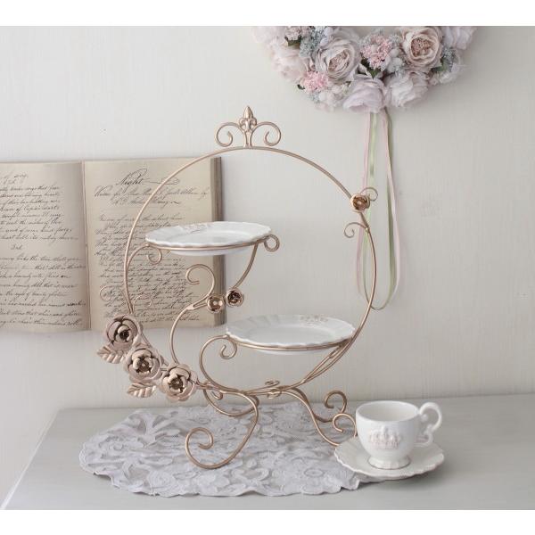 プレートホルダー ケーキスタンド ２段 アフタヌーンティースタンド ２段プレート プレートスタンド ...