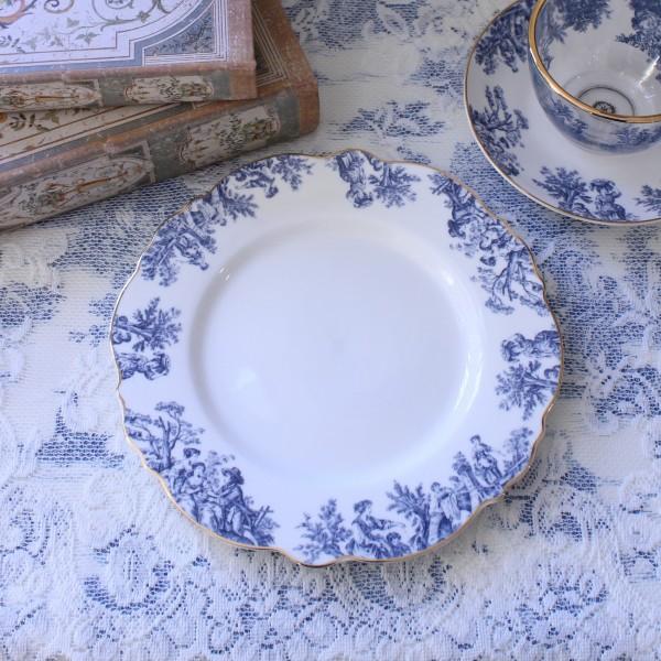 ケーキプレート トワルドジュイ ブルー 洋食器 ケーキ皿 円形 皿  フレンチ食器 アンティーク調 ...