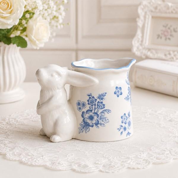 ミルクピッチャー 陶器 小物入れ ミルクポット ラビット うさぎ 可愛い 花柄 陶器製 ブルームラビ...