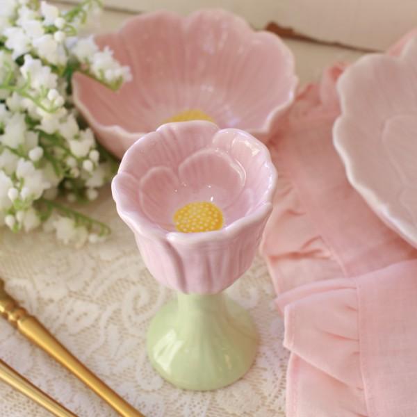 エッグカップ エッグスタンド ピンク フラワー 可愛い食器 チューリップ マチルドエム フランス（1...