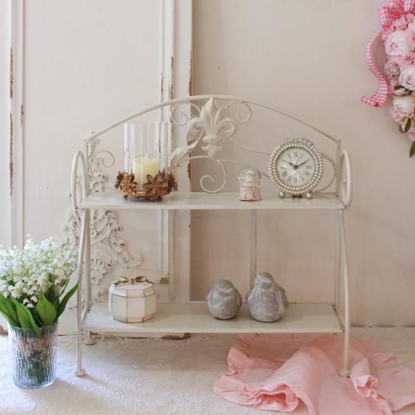 アイアンラック 飾り棚 アイアン製 2段 シェルフ ホワイト (856)  棚 花台 シェルフ棚 調...