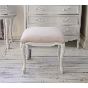 イタリア製 スツール ベージュ 花柄 猫脚 木製 完成品 オットマン