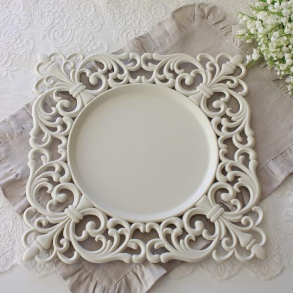 デコラティブ スクエアトレー トレイ トレー ディスプレイ アンダープレート アイボリー ホワイト ...