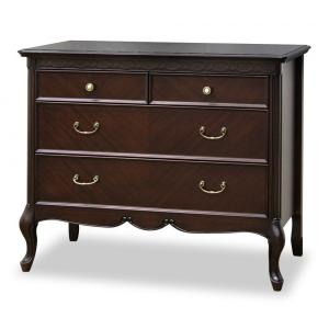 チェスト 木製 5段 完成品 茶 58cm 象嵌 ロココ調 イタリア 家具 猫脚