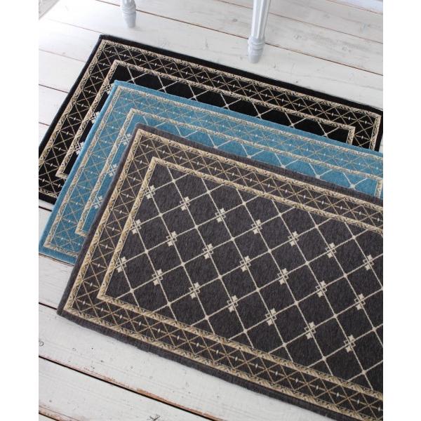 玄関マット 室内用 フロアマット 60×90 ラグマット ラグ グレー ブラック ブルー 室内 おし...