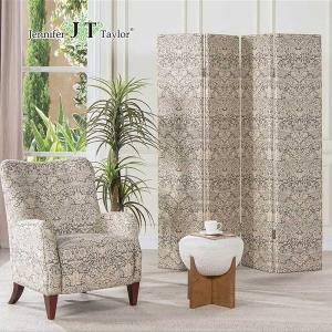 パーテーション 間仕切り ピュアモリス いちご泥棒柄 モリス風 ４連パーテーション 目隠し ジェニファーテイラー ベージュ グレー 衝立 スクリーン 布張り 輸入