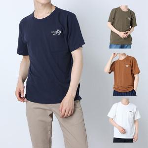 Tシャツ カットソー 半袖 刺繍 ロゴ 胸ポケット 夏 ポップコーン編み クルーネック 丸首 ユニセックス トップス メンズ セール　20220818s｜styleblock