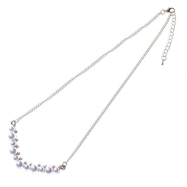 ネックレス パールネックレス パーティー フォーマル 結婚式 アクセサリー フェイクパール ストーン...