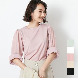 カットソー Tシャツ 春夏 レディース パフスリーブtシャツ 長袖 シフォン チュール ドッキングトップス 無地 トップス セール　20220818s｜styleblock