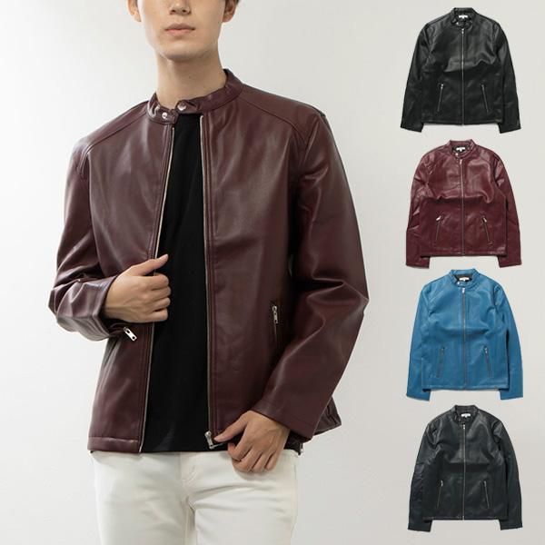 ライダースジャケット レザージャケット 革ジャン シングル 合皮 無地 長袖 ジャケット ユニセック...