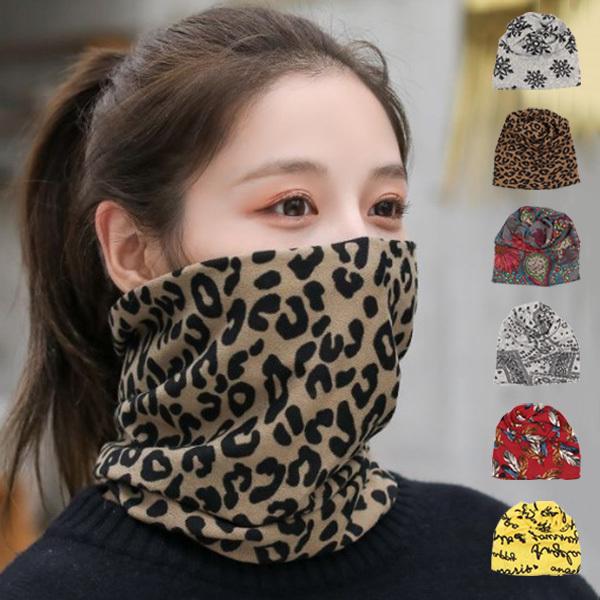 ネックウォーマー フェイスカバー  ヘアバンド マルチウェイ バンダナ　総柄 アニマル柄 レオパード...