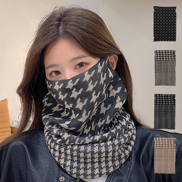 ネックウォーマー マフラー スヌード 千鳥格子 ターバン フェイスカバー 3WAY レディース セー...