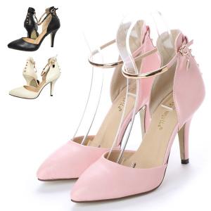 ピンヒール パンプス ポインテッドトゥ メリージェーン アンクルストラップ 大きい クイーン サイズ 小さい フォーマル パーティーサンダル