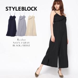 オールインワン 春夏 キャミソール ワイドパンツ サイドスリット ロング ワンピース レディース セール　20220818s｜styleblockdress