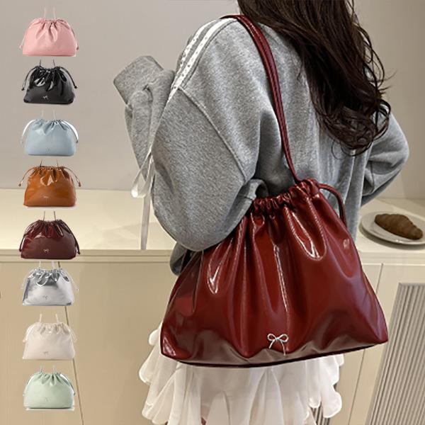 ショルダーバッグ バッグ 肩掛け 巾着型 レザー調 鞄 レディース