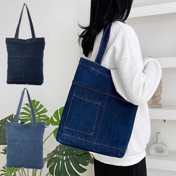 トートバッグ バッグ デニム A4 大きい 肩掛け 無地 バッグ 鞄 布 レディース