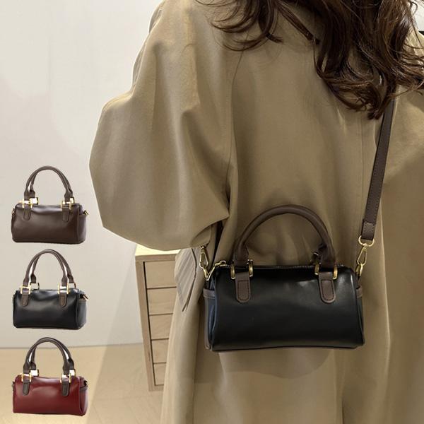ハンドバッグ ショルダーバッグ 2WAY ミニ 小さい 斜めがけ 肩掛け レザー調 ボストン型 鞄 ...
