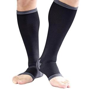 男性専用 脚すっきり対策オープントゥ メンズ 着圧ソックス 膝下 L-LL 順天堂大学客員教授推奨