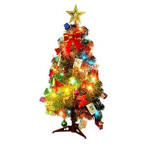 Noloo クリスマスツリー 組み立て式 LEDライト付き 飾り付き オーナメントセット 卓上 ミニツリー size60cm