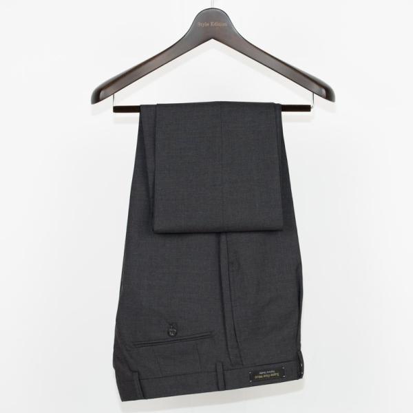 Style Edition 春夏スーパーファインウール 100％  無地 チャコールグレー ワンタッ...
