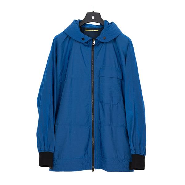 Ahirain/アイレイン イタリア製 ナイロン ブルー フーデットコートハーフブルゾン