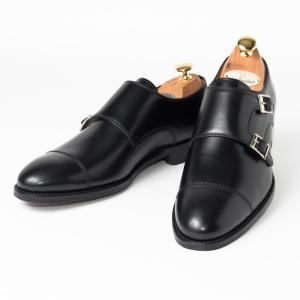 Cordwainer | コードウェイナー スペイン製 ブラックボックスカーフ×レザーソール ダブル モンクストラップ｜styleedition-y