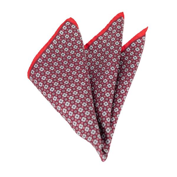 【ke11】Styleedition / イタリー製ハンドメイドシルク ワイン幾何学小紋柄ポケット ...