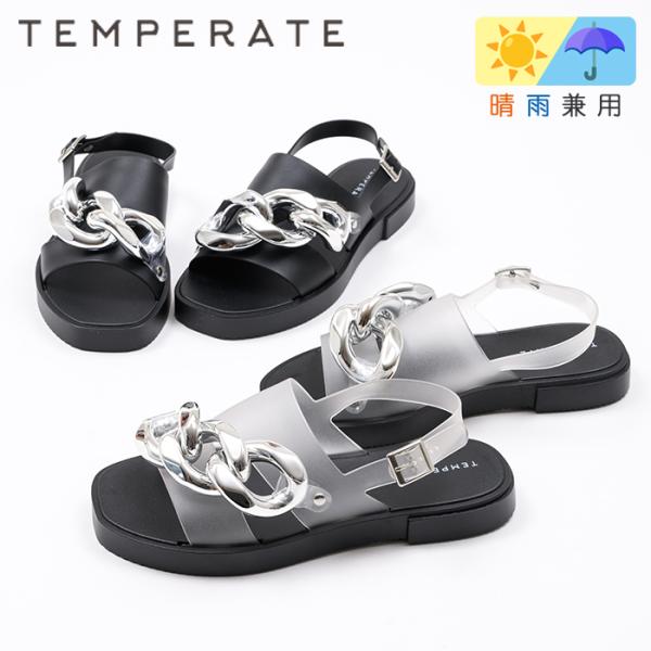 TEMPERATE テンパレイト サンダル QUINN  クイン レディース ブラック/シルバー チ...