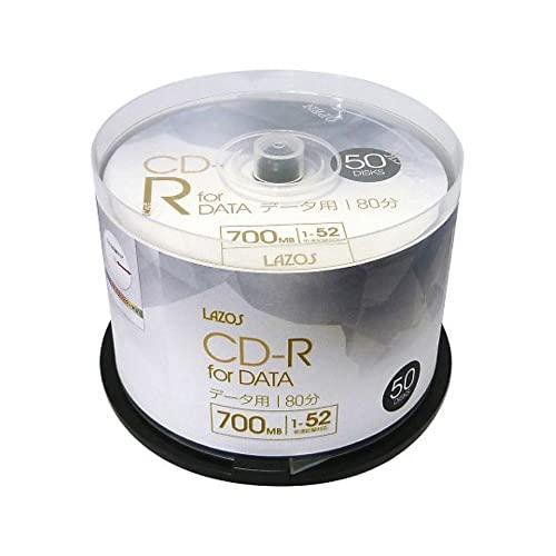 Lazos CD-R 700MB for DATA 1-52倍速対応 1回記録用 ホワイトワイド印刷...