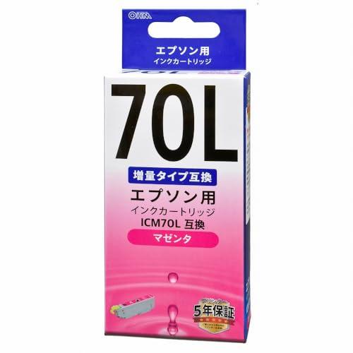 オーム電機　エプソン互換インク　ICM70L互換　マゼンタ×1　INK-E70LB-M