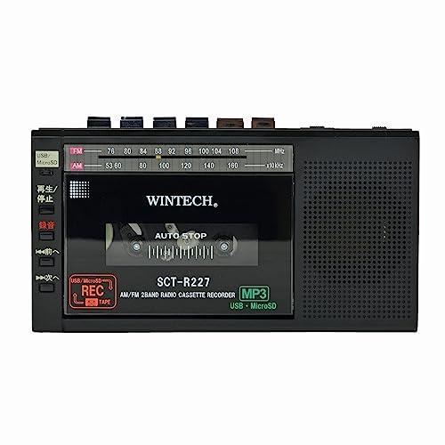 WINTECH MicroSD/USB録音対応モノラルラジカセ SCT-R227K ブラック AM/...