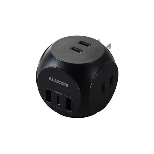 エレコム 電源タップ 球体型 USB付き AC×3 Type-C×1 USB-A×2 20W USB...